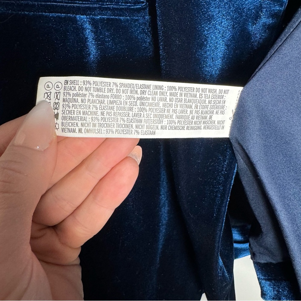 Forever 21 Oversized Velvet Blazer Jacket Blue Cocktail Medium - Picture 13 of 14